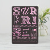 Glitter Art Deco Surprise Party Birthday Invite Kaart (Staand voorkant)