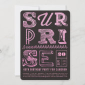 Glitter Art Deco Surprise Party Birthday Invite Kaart (Voorkant)