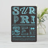 Glitter Art Deco Surprise Party Birthday Invite Kaart (Staand voorkant)