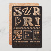 Glitter Art Deco Surprise Party Birthday Invite Kaart (Voorkant / Achterkant)