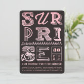 Glitter Art Deco Surprise Party Birthday Invite Kaart (Staand voorkant)