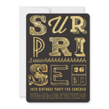 Glitter Art Deco Surprise Party Birthday Invite