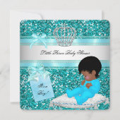 Glitter Baby shower Boy Blauwgroen Little Prince C Kaart (Voorkant)