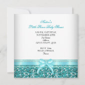 Glitter Baby shower Boy Blauwgroen Little Prince C Kaart (Achterkant)