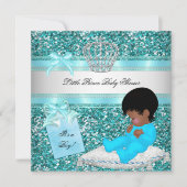 Glitter Baby shower Boy Blauwgroen Little Prince C Kaart (Voorkant)