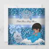 Glitter Baby shower Boy Blue Little Prince Crown 2 Kaart (Voorkant)