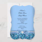 Glitter Baby shower Boy Blue Little Prince Crown 5 Kaart (Achterkant)