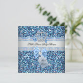Glitter Baby shower Boy Blue Little Prince Crown 5 Kaart (Staand voorkant)