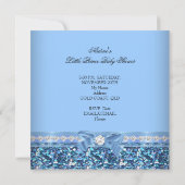 Glitter Baby shower Boy Blue Little Prince Crown 5 Kaart (Achterkant)