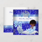 Glitter Baby shower Boy Blue Little Prince Ethnic Kaart (Voorkant / Achterkant)