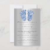 Glitter Baby shower Feet Blue Silver Kaart (Voorkant)