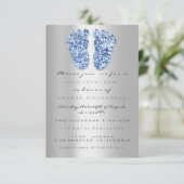 Glitter Baby shower Feet Blue Silver Kaart (Staand voorkant)