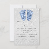 Glitter Baby shower Feet Blue Silver Spark Kaart (Voorkant)