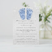 Glitter Baby shower Feet Blue Silver Spark Kaart (Staand voorkant)