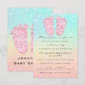 Glitter Baby shower Feet Pink Ombre Spark Kaart (Voorkant / Achterkant)