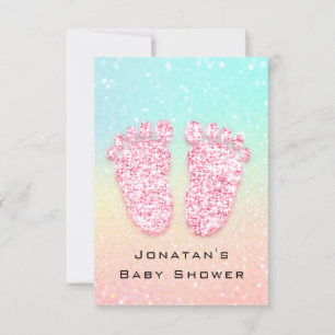 Glitter Baby shower Feet Pink Ombre Spark Kaart
