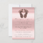 Glitter Baby shower Feet Roos Blush Royal Kaart (Voorkant)