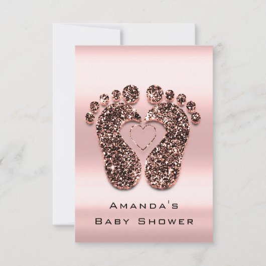 Glitter Baby shower Feet Roos Blush Royal Kaart (Achterkant)