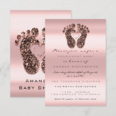 Glitter Baby shower Feet Roos Blush Royal Kaart (Voorkant / Achterkant)