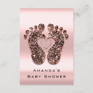 Glitter Baby shower Feet Roos Blush Royal Kaart