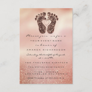 Glitter Baby shower Feet Roos Gold Glam VIP Kaart