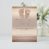 Glitter Baby shower Feet Roos Gold Skin Kaart (Staand voorkant)