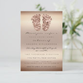 Glitter Baby shower Feet Roos Gold Skinny Kaart (Staand voorkant)