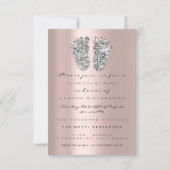 Glitter Baby shower Feet Roos Gray Girl Boy Kaart (Voorkant)