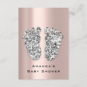 Glitter Baby shower Feet Roos Gray Girl Boy Kaart