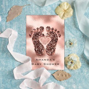 Glitter Baby shower Feet Roos Huid Glam VIP Kaart