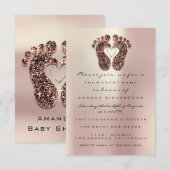Glitter Baby shower Feet Roos Huid Moderne Kaart (Voorkant / Achterkant)