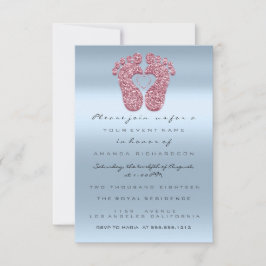 Glitter Baby shower Feet Roos Roze Blauw VIP Kaart