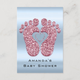 Glitter Baby shower Feet Roos Roze Blauw VIP Kaart