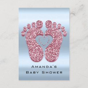 Glitter Baby shower Feet Roos Roze Blauw VIP Kaart