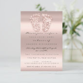 Glitter Baby shower Feet Roos Roze Blush Kaart (Staand voorkant)