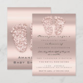 Glitter Baby shower Feet Roos Roze Blush Kaart (Voorkant / Achterkant)