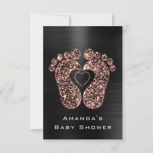 Glitter Baby shower Feet Roos Skin Black Kaart (Achterkant)