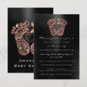 Glitter Baby shower Feet Roos Skin Black Kaart (Voorkant / Achterkant)