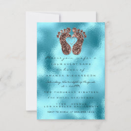 Glitter Baby shower Feet Roos Skin Blue Kaart