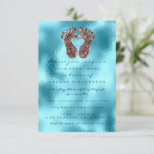 Glitter Baby shower Feet Roos Skin Blue Kaart (Staand voorkant)