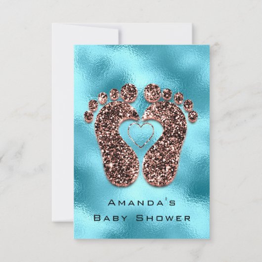 Glitter Baby shower Feet Roos Skin Blue Kaart (Achterkant)