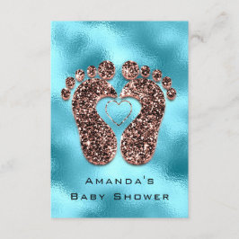 Glitter Baby shower Feet Roos Skin Blue Kaart