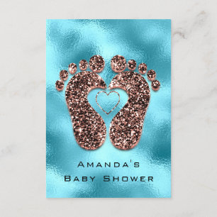 Glitter Baby shower Feet Roos Skin Blue Kaart