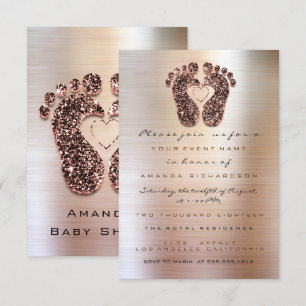 Glitter Baby shower Feet Roos Skinny Lux Kaart