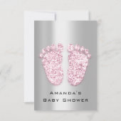 Glitter Baby shower Feet roze grijze zilver Kaart (Achterkant)