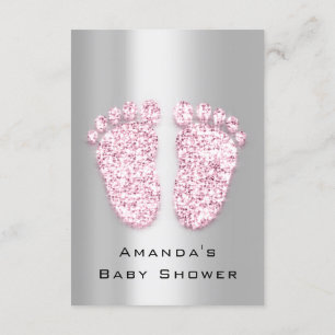 Glitter Baby shower Feet roze grijze zilver Kaart