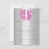 Glitter Baby shower Feet roze zilver Kaart (Voorkant)
