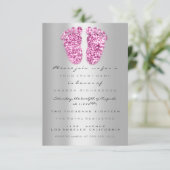 Glitter Baby shower Feet roze zilver Kaart (Staand voorkant)