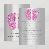 Glitter Baby shower Feet roze zilver Kaart (Voorkant / Achterkant)
