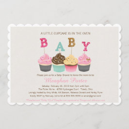Glitter Baby shower Invitation - Cupcake Shower Kaart